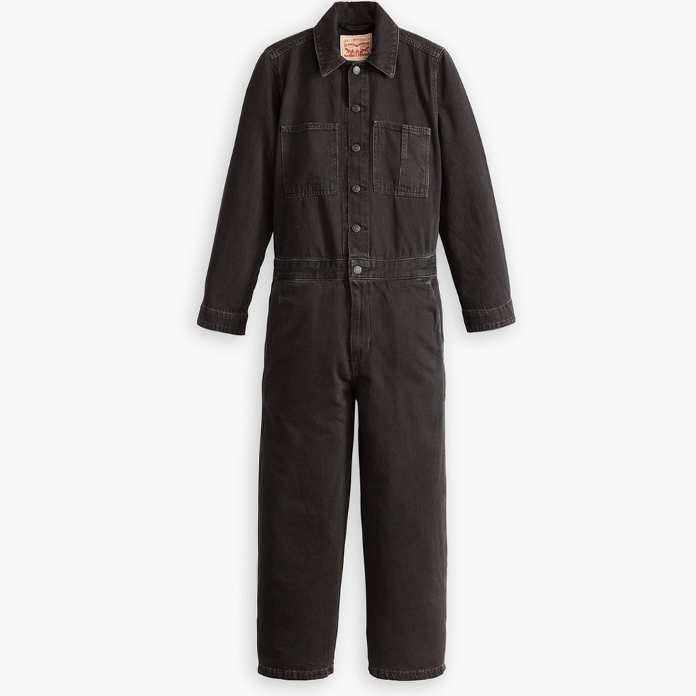 Levi's Premium ICONIC JUMPSUIT Black Denim One Piece Jeans Medium New NWT $128 - Picture 2 of 12